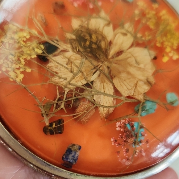 Elegant Orange and Silver Pendant Necklace - Picture 11 of 13